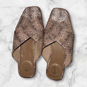 Sam Edelman Brown Snakeskin Mules